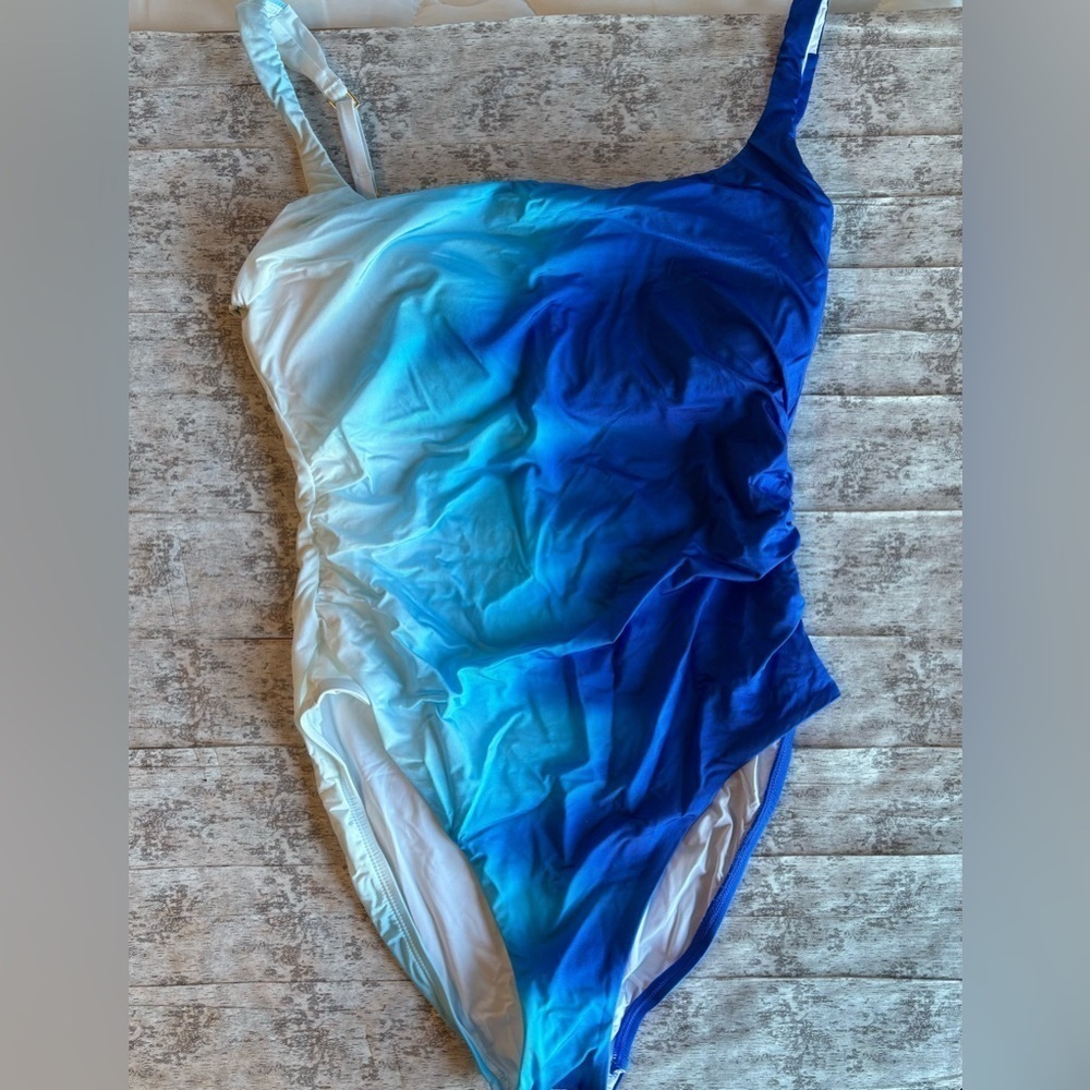 NEW w/Tags La Blanca Ocean Oasis Ombre Sapphire Blue Tank One Piece Swimsuit 10 - Picture 3 of 6